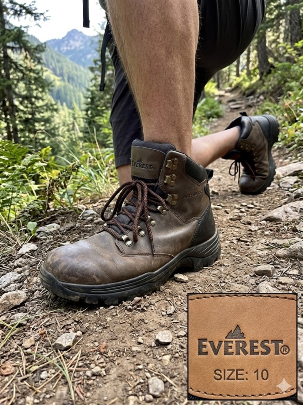 Everest Waterproof Size 10 Brown Leather Trail Hiking Workwear Boots Mens